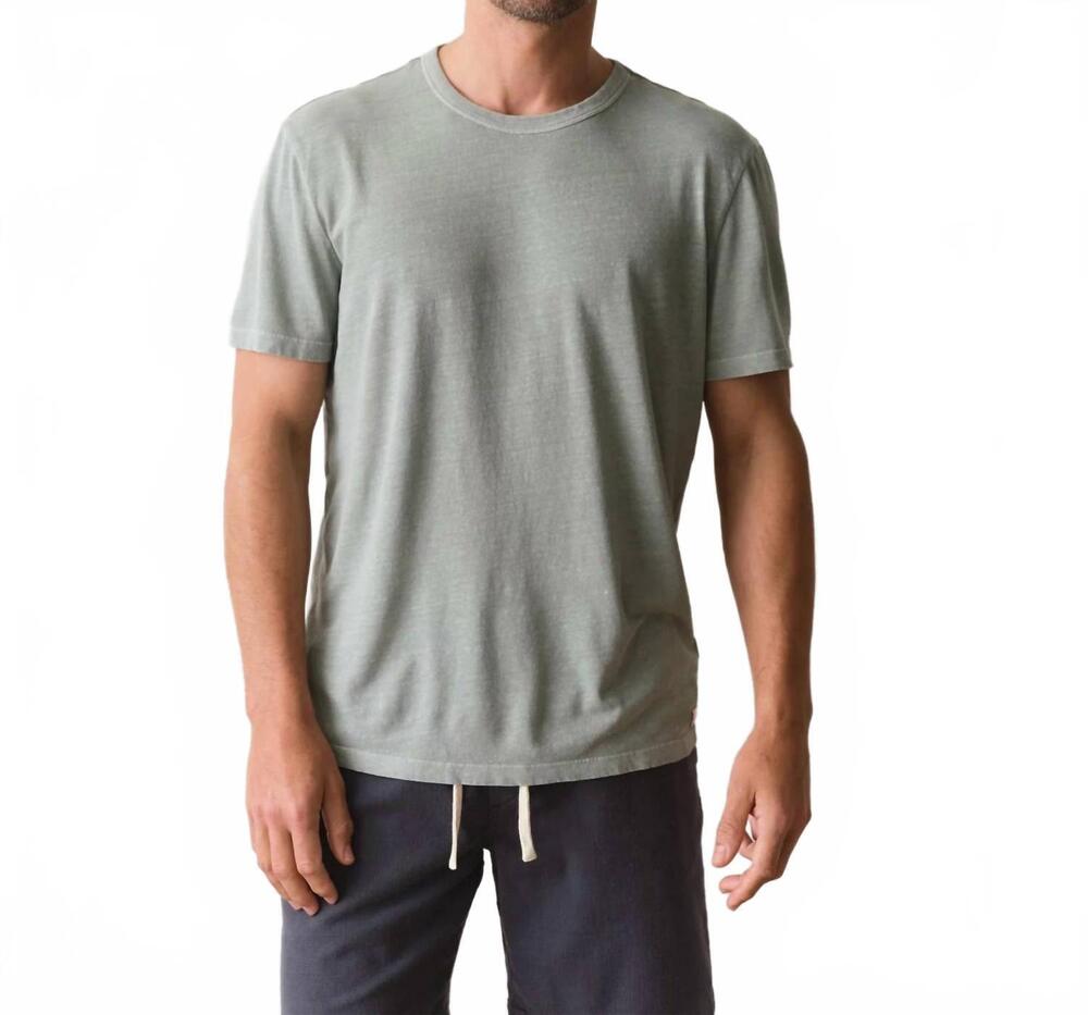 NEW MARINE LAYER relaxed hemp cotton tee in iceberg green